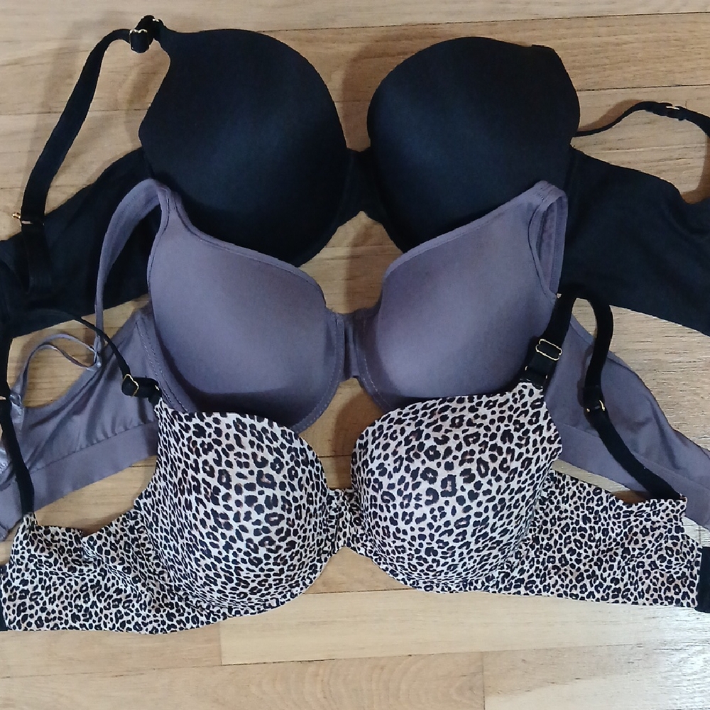 Elegant Women's Black, Gray, and Leopard Print Bras